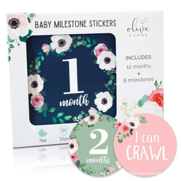 coated paper logo custom printed baby milestone stickers